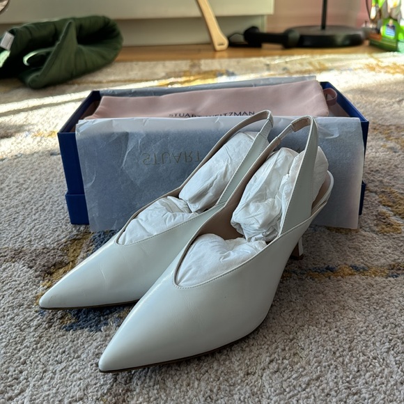 Stuart Weitzman Avianna White Leather Slingback Pump - Picture 8 of 10